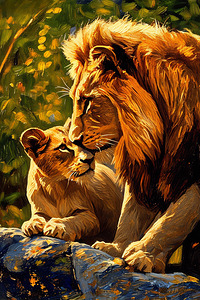 A Father s Kiss Lion Gicl e Print 231068 by Visual Wall Art 